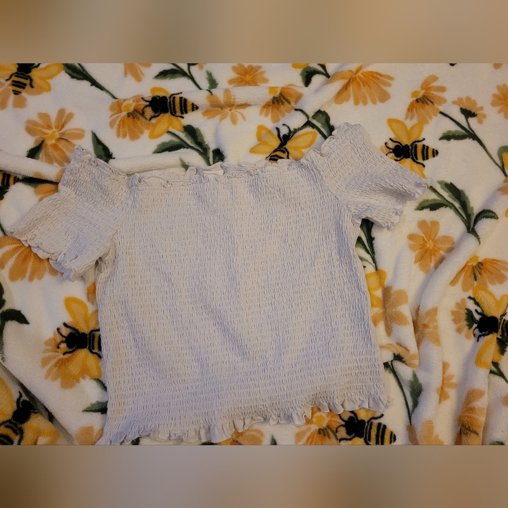 Size XL white ruched off the shoulders crop top blouse from H&M